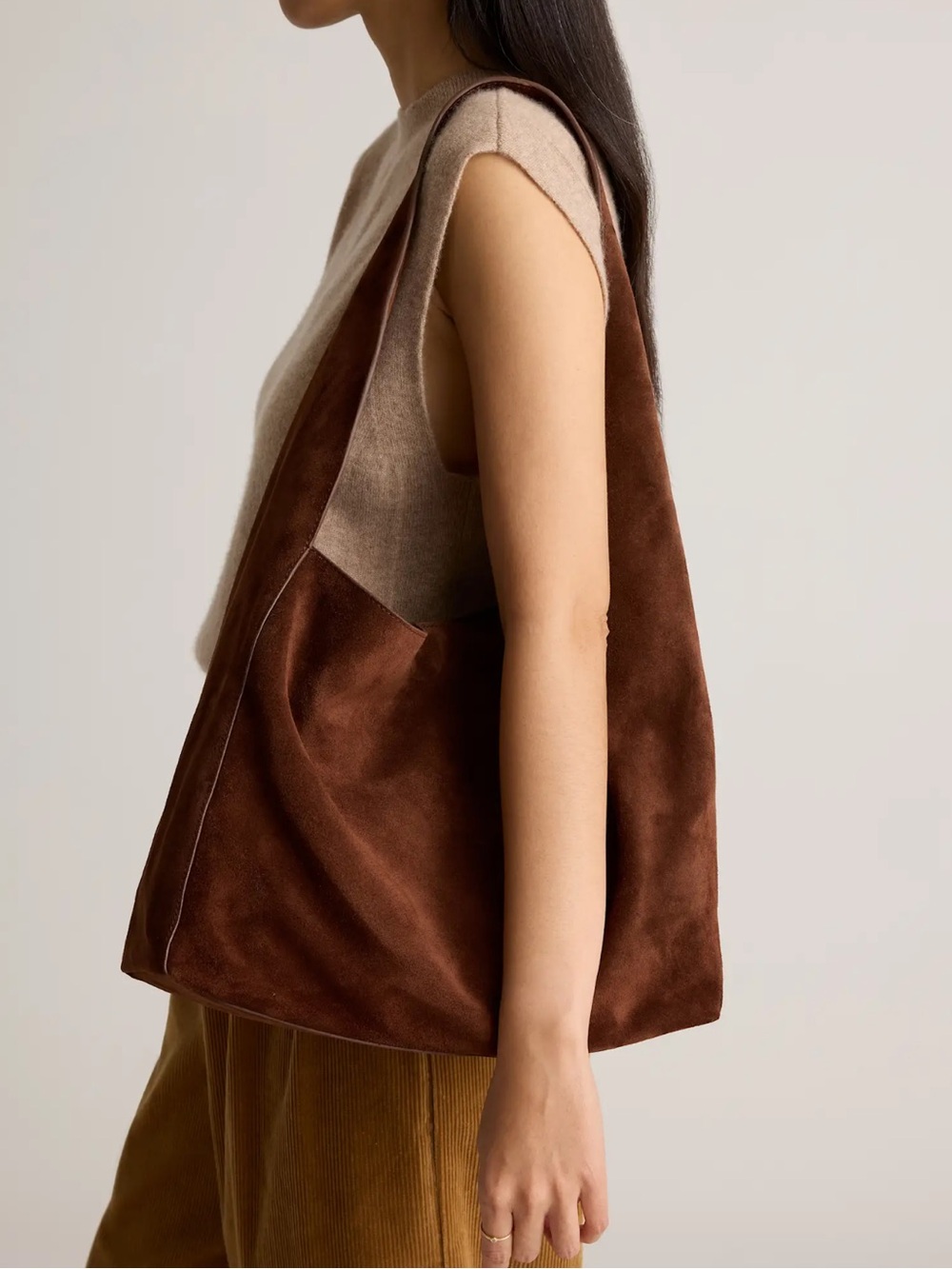 Chocolate Brown Suede Shoulder Bag